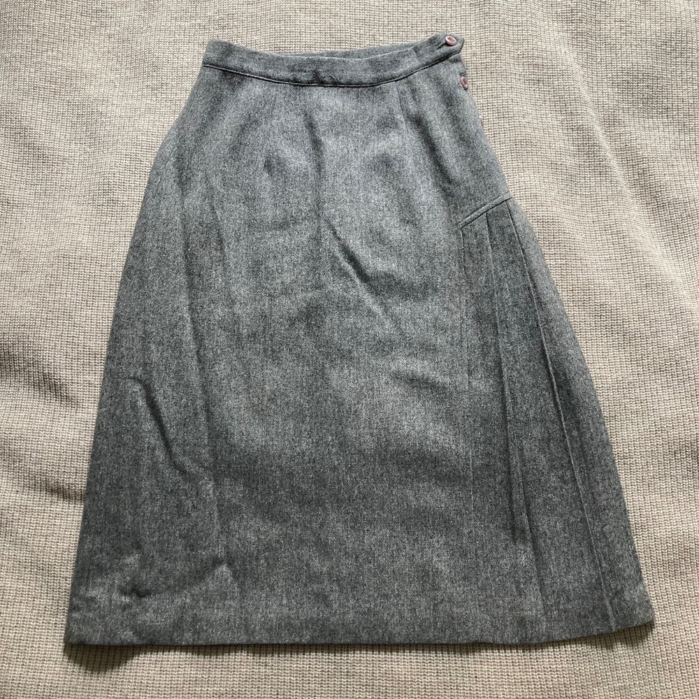Vintage Gray Wool A-Line Skirt